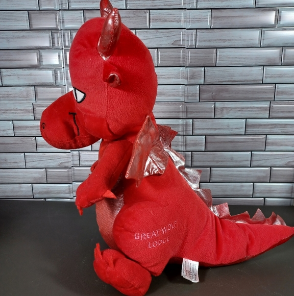 •Great Wolf Lodge Fiesta Shiny Dragon Plush 18" Stuffed Animal Red Shiny Scales - Picture 2 of 16